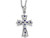 Blue Sapphire Cross Pendant Necklace in Platinum Plated Sterling Silver with Chain