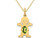 6x4mm Natural Peridot Little Baby Boy Charm Pendant Necklace in 14K Yellow Gold