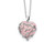 Pink Synthetic Quartz Generous Heart Pendant Necklace in Sterling Silver with Chain