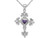 2/5 Carat (ctw) Amethyst Cross Pendant Necklace in Sterling Silver with Chain