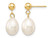 14K Yellow Gold Freshwater Cultured White Pearl 7-8mm Dangle Earrings and matching Necklace Set
