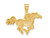 14K Yellow Gold Galloping Horse Charm Pendant Necklace with Chain