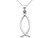 14K White Gold Christian Fish Charm Pendant Necklace in  with Chain