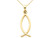 14K Yellow Gold Christian Fish Charm Pendant Necklace with Chain