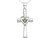 Natural Peridot Heart Cross Pendant Necklace in Sterling Silver with Chain
