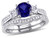 1 1/3 Carat (ctw) Lab-Created Blue & White Sapphire with Diamond Bridal Wedding Set Engagement Ring 10K White Gold - 08DLG1001936CSA-5
