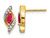 1/3 Carat (ctw) Marquise-Cut Natural Ruby Post Earrings in 14K Yellow Gold with Accent Diamonds