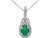 3/5 Carat (ctw) Natural Cabochon Emerald Halo Pendant Necklace in 14K White Gold with Chain and Accent Diamonds