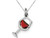 Synthetic Red Cubic Zirconia (CZ) Wine Glass Charm Pendant Necklace in Sterling Silver
