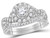 7/8 Carat (Color H-I, I1-I2) Halo Diamond Engagement Ring Bridal Wedding Set in 14K White Gold