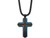 Mens Stainless Steel Blue and Black Cross Necklace with Chain