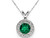 Lab Created Emerald Dangle Pendant Necklace in Polished Sterling Silver with Chain