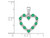Natural Green Emerald Heart Pendant Necklace 1/3 Carat (ctw) in 14K White Gold with Chain