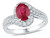 Lab Created Ruby Ring 1 5/8 Carat (ctw) in 10K White Gold with Diamonds 3/8 Carat (ctw) - 08GDG99801CRUW-6