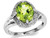 Ladies Natural Peridot Ring 3.60 Carat (ctw) in Sterling Silver with Accent Diamonds 1/12 Carat