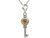 1/3 Carat (ctw) Natural Citrine Key Heart Pendant Necklace in Sterling Silver with Chain