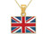 14K Yellow Gold Solid United Kingdom Flag Charm Pendant Necklace with Chain