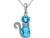 2.10 Carat (ctw) Blue Topaz Cat Charm Pendant Necklace in Sterling Silver with Chain
