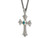 1.35 Carat (ctw) Blue Topaz Cross Pendant Necklace in Sterling Silver with 14K Gold Accents