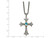 1.35 Carat (ctw) Blue Topaz Cross Pendant Necklace in Sterling Silver with 14K Gold Accents