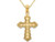 14K Yellow Gold Scalloped Cross Charm Pendant Necklace with Chain