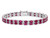 21.60 Carat (ctw) Ruby Two Row Bracelet in Rhodium Plated Sterling Silver