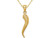 14K Yellow Gold Brushed Italian Horn Pendant Necklace with Chain