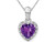 1.15 Carat (ctw) Amethyst Heart Pendant Necklace in Sterling Silver with Accent Diamonds and Chain