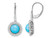 2.85 Carat (ctw) Turquoise Dangling Leverback Earrings in 14K White Gold with Diamonds