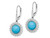 2.85 Carat (ctw) Turquoise Dangling Leverback Earrings in 14K White Gold with Diamonds