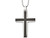Mens Stainless Steel Carbon Fiber Cross Inlay Necklace with Chain