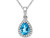 3/4 Carat (ctw) Blue Topaz Drop with Diamonds Pendant Necklace in 14K White Gold With Chain