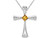 3/10 Carat (ctw) Princess-Cut Citrine Cross Pendant Necklace in 10K White Gold with Chain