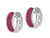 1/10 Carat (ctw) Natural Ruby and Diamond 1/4 Carat (ctw) Hoop Earrings in 14K White Gold