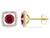 1.10 Carat (ctw) Lab Created Ruby Solitaire Halo Earrings in 10K Yellow Gold with Diamonds