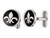 Mens Black Enameled Fleur De Lys Cuff Links in Stainless Steel