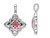 1/6 Carat (ctw) Natural Cluster Ruby Pendant Necklace in 14K White Gold with Diamonds and Chain