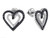 Black Diamond Heart Earrings (1/20 Carat ctw I2-I3) in Sterling Silver