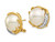 White Saltwater Cultured Mabe Pearl (12-13mm) Earrings in 14K Yellow Gold with Diamonds