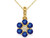 3/5 Carat (ctw) Natural Blue Sapphire Flower Pendant Necklace in 14K Yellow Gold and Chain