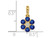 3/5 Carat (ctw) Natural Blue Sapphire Flower Pendant Necklace in 14K Yellow Gold and Chain