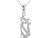 10K White Gold Kitty Cat Pendant Necklace with Accent Diamonds and Chain