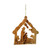 3" Brown Wooden Stable and Nativity Hanging Ornament