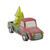 8.5" Red and Green Glittered Farm Truck with Lit Trees Christmas Table Top Figure