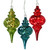 3-Count Pre-Lit Red and Green Glass Christmas Finial Ornament