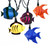 10-Count Vibrantly Colored Tropical Fish Novelty Christmas Light Set, 9ft Green Wire