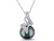 9.5-10mm Black Tahitian Cultured Pearl Pendant Necklace in 10K White Gold with Chain and Accent Diamonds