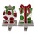Set of 2 Green, Red, and Silver Gift Box Christmas Stocking Holder