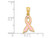 14K Yellow Gold Small Pink Enamel Awareness Ribbon Charm Pendant Necklace with Chain