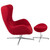 40.5" Red Fabric Swivel Wing Chair and Ottoman Set